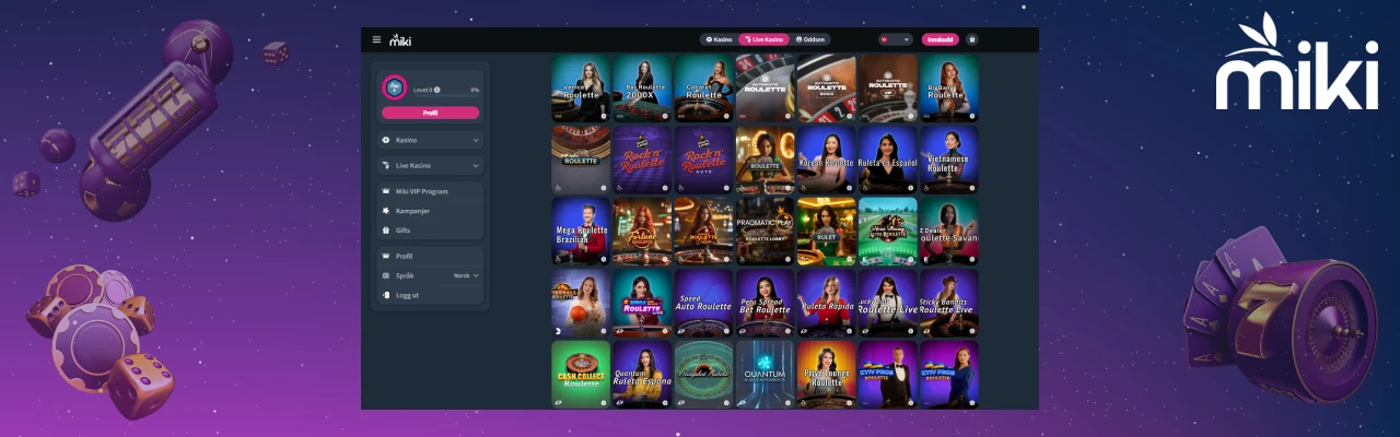 Live rulett i miki norge