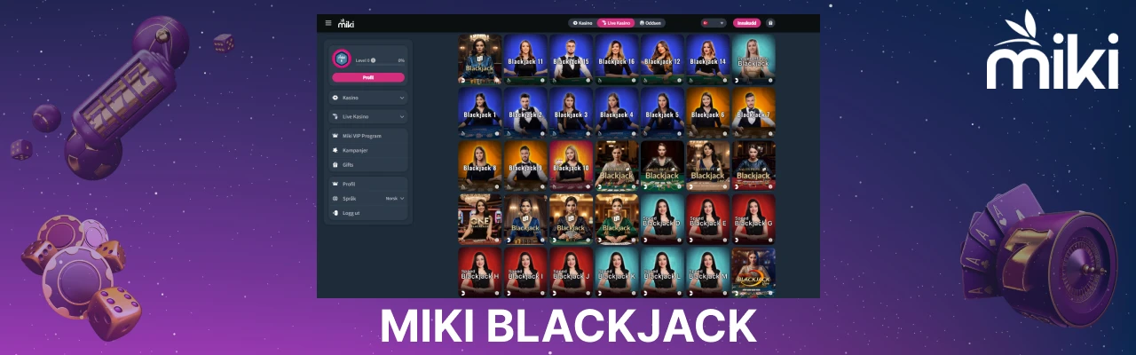 Spille blackjack pa nett hos miki